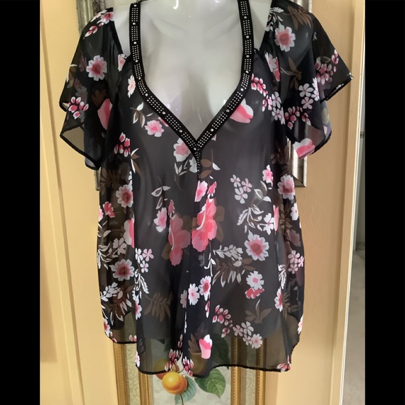 Blouse Sexy Sheer off shoulder, with stones in excellent shape size S/M … - Picture 2 of 9